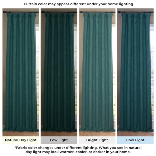 Image of HPD Half Price Drapes - Faux Linen Curtains for Living Room (1 Panel) - 100W X 120L - Extra Wide Textured Room Darkening Curtains for Bedroom 120 Inches Long - Drapes for Home Decor, Slate Teal