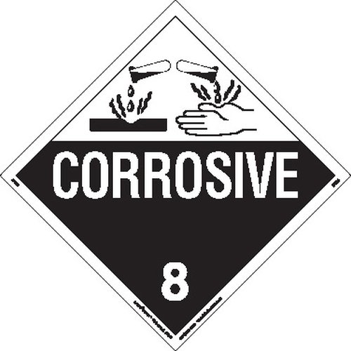 Labelmaster Z-EZ4 Corrosive Hazmat Placard, Worded, E-Z Removable Vinyl (Pack of 25)