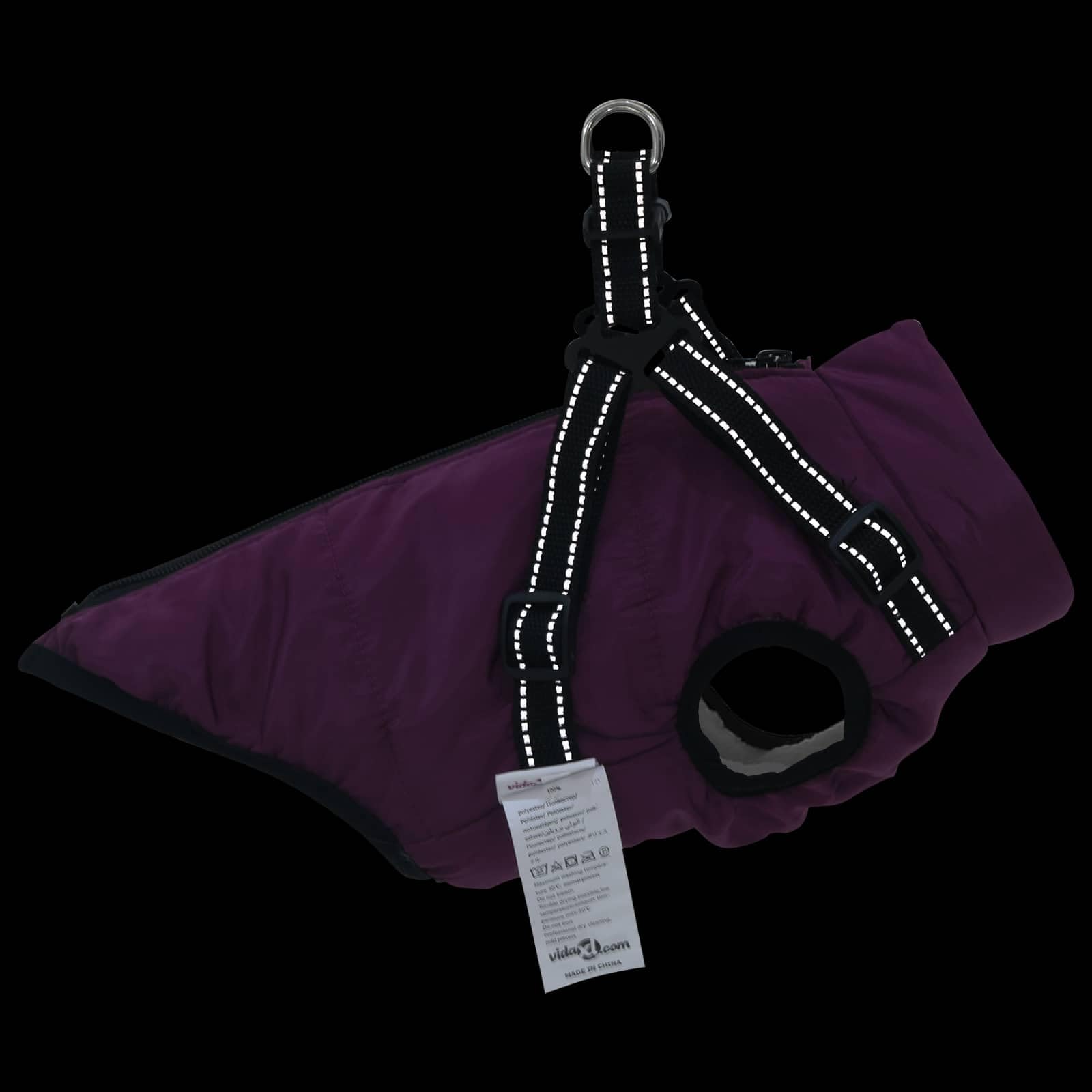Cappotto per cani viola L28 in pile e poliestere con design riflettente, pettorina regolabile e doppi anelli a D, antivento, impermeabile, caldo, per inverno e autunno