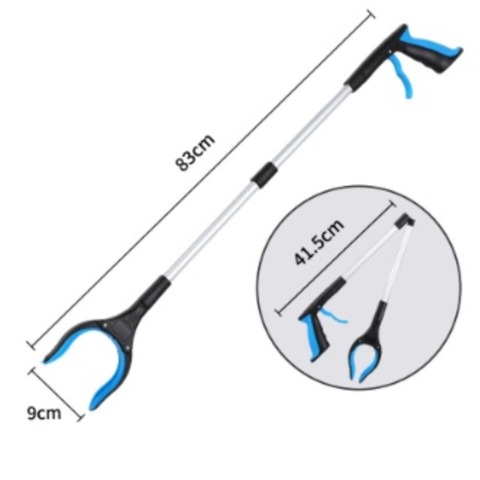 Pinza Raccogli Oggetti Resistente 2 Pezzi di Strumento Presa in Alluminio, Artiglio Magnetico, Leggero E Pieghevole Pinza Antiscivolo(Blue)