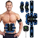 EMS Trainingsgerat: 2023 Upgrade Bauchmuskeltrainer Elektrisch mit 28 Ersatz Gel-Pads, USB Wiederaufladbar Muskelstimulator Bauchtrainer, 6 Modi & 19 Intensitaten, ABS Stimulator für Bauch/Arm/Bein