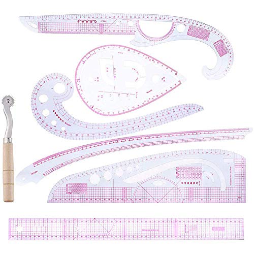 DYJKOUG 7Pcs /Set Multifunction Sewing Measure Ruler Tools Plastic French Curve Metric Rulers for Bendable Drawing Template, DIY Clothing Dress Making,Perfect for Designers,Pattern Maker and Tailors