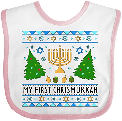 inktastic My 1st Chrismukkah Sweater Style with Menorah and Trees Baby Bib