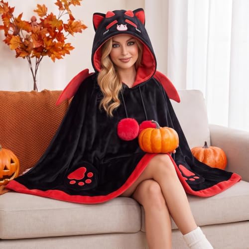Image of Halloween Animal Hooded Blanket Cape Plush Costume Inspired Wearable