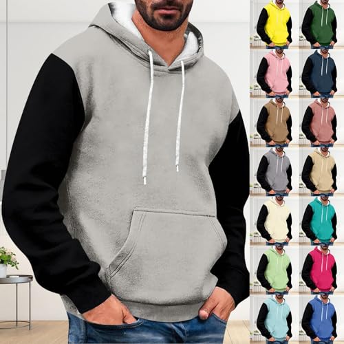 Mens Color Block Hoodies Pullover Casual Drawstring Hooded Sweatshirts Trendy Spring Shirt Long Sleeve Plus Size Tops3
