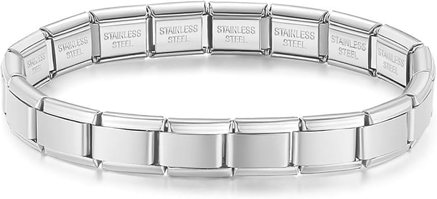 İtalyan Charm Bileziği, Kadınlar için 316 Paslanmaz Çıkarılabilir Ayarlanabilir Çelik Bileklik, Erkekler için Başlangıç ​​Modüler Hediye Takı Charm - Görsel 1