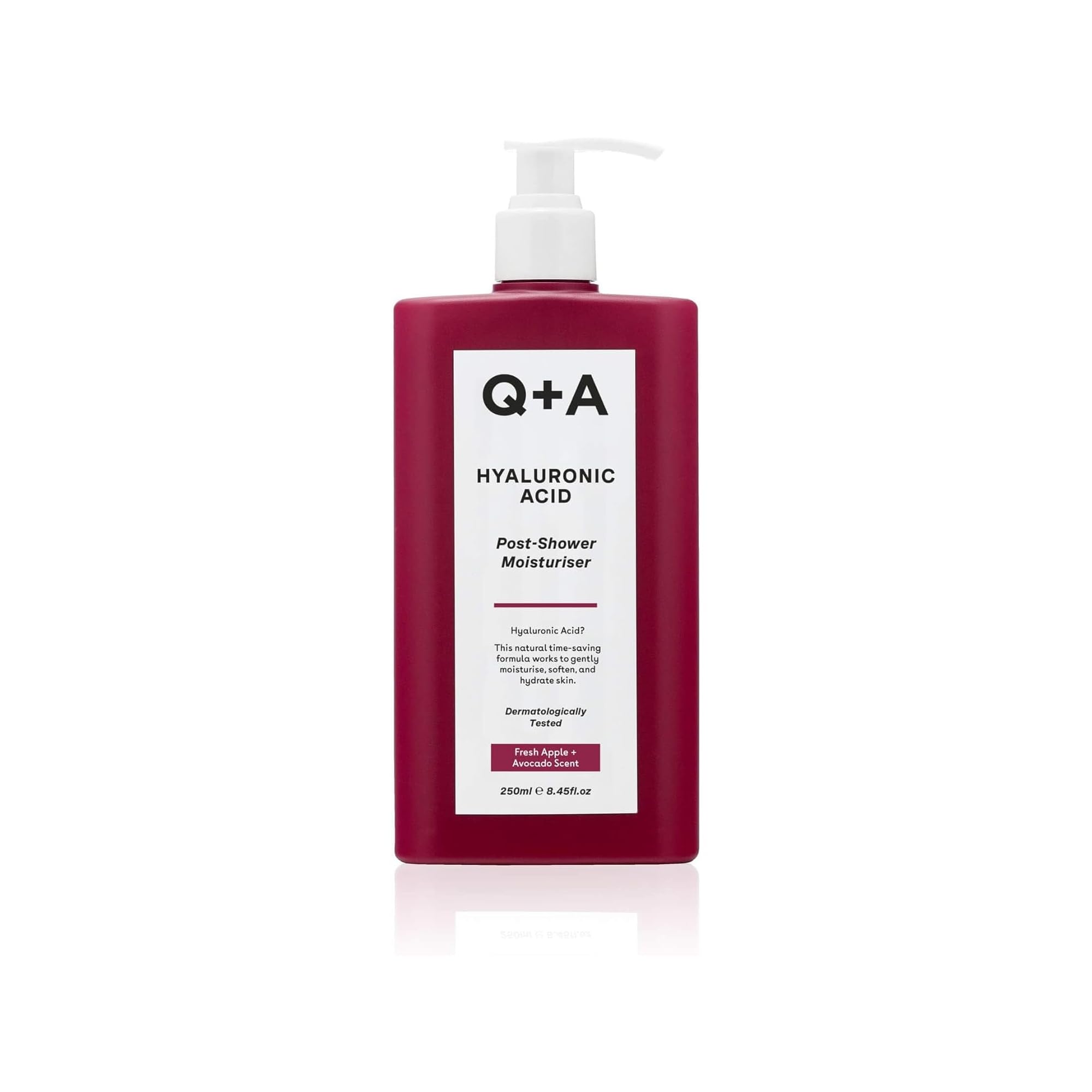 Q+A Hyaluronic Acid Post Shower Moisturiser (250ml), Wet-Skin Body Lotion with Avocado & Hazelnut Oils, Prebiotic Hydration, Locks In Moisture Quickly, Non-Greasy, Dry Skin Moisturiser