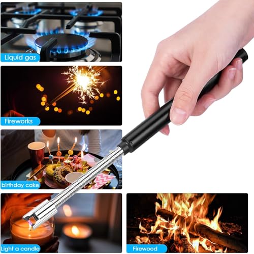 Image of Electric Candle Lighter Plasma Arc Windproof Flameless with 360 Flexible Neck USB Rechargeable Lighter for Light Candles Gas Stoves Camping Barbecue Fireworks (2)