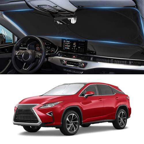 BOODANCARS Sun Shade for Lexus RX 350/350h 300 450/450h Windshield Sunshade Custom Fit 2010-2015 Lexus RX Accessories Front Window Cover Retractable Sun Visor Protector Keep Interior Cool UV Blocker