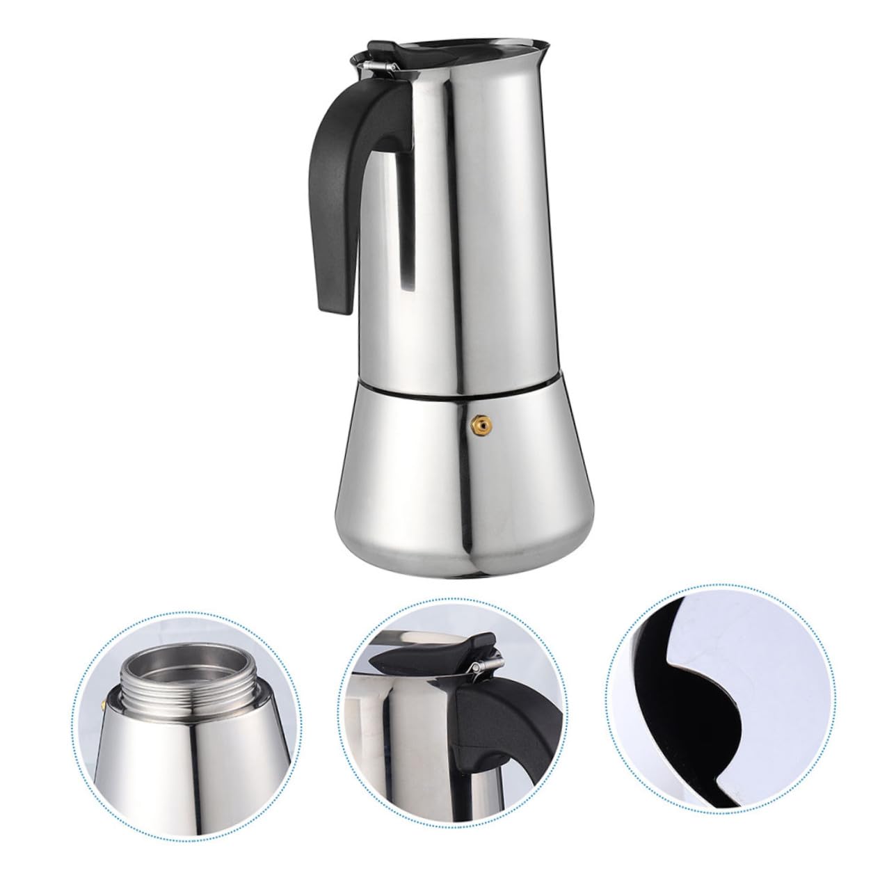 Cafetera de Acero Inoxidable para Espresso Resistente y con Mango Resistente al Calor Adecuada para Cocinas de Inducción y Uso Doméstico