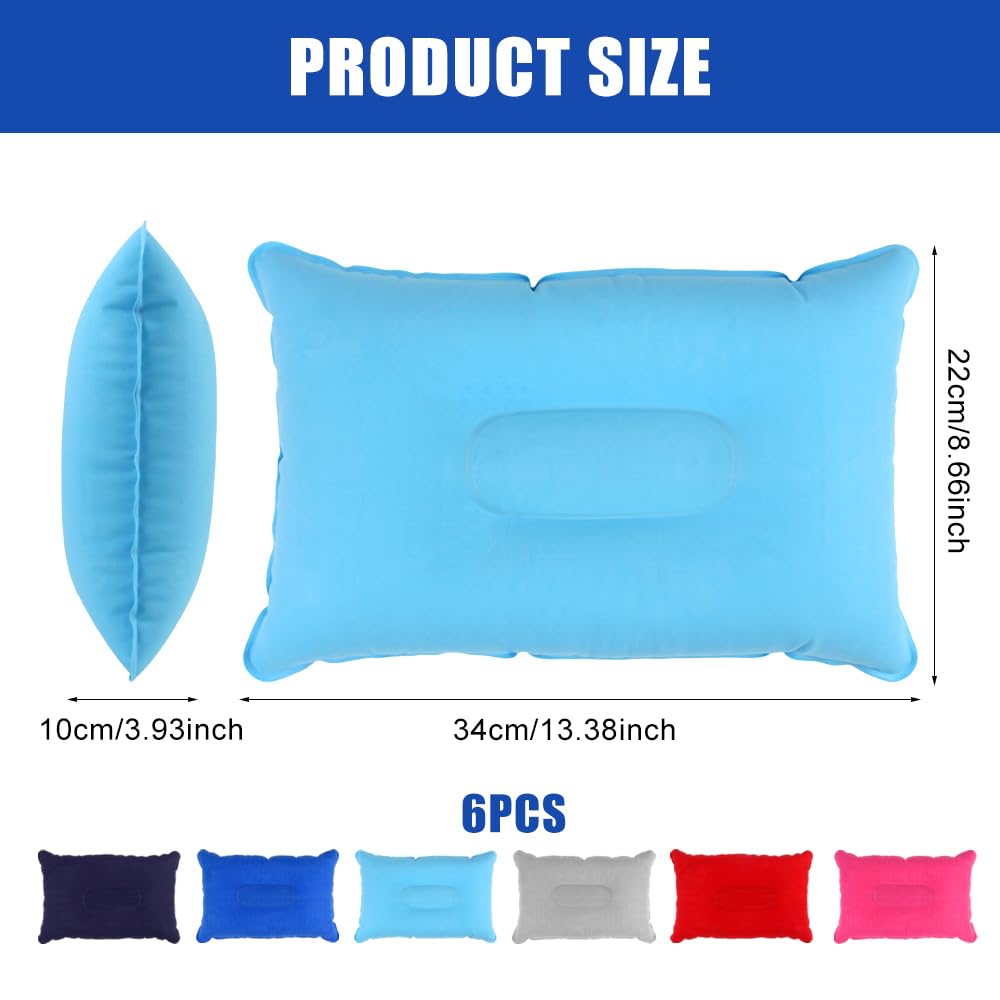 Almohadas Inflables de Viaje Ultraligeras 6 Piezas, Almohada Hinchable Camping (34x22 cm)