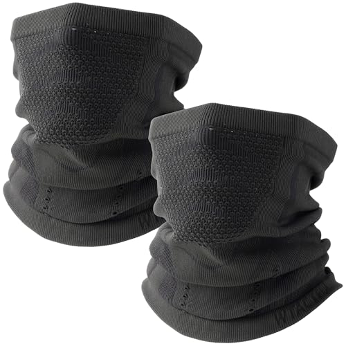 WTACTFUL 2 Stück Schlauchschal Herren Halbe Sturmhaube Halstuch Halswärmer Ski Mask Skimaske Halsschlauc Neck Gaiter Atmungsaktive für Winter Motorrad Laufen Skifahren...