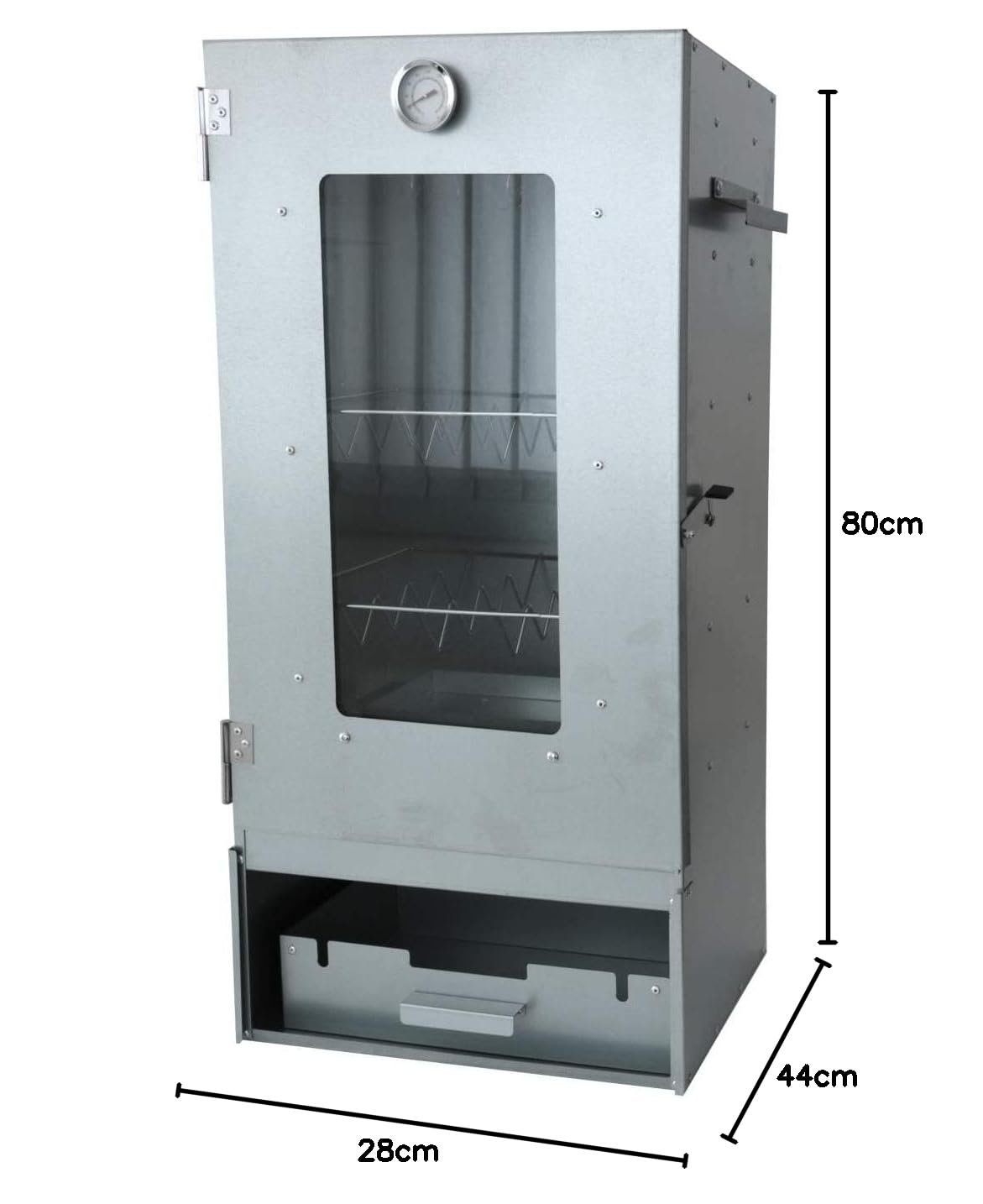 Unbekannt Kynast Räucherofen 44 x 28 x 80 cm mit 3 Etagen inkl. Zubehör, Silber