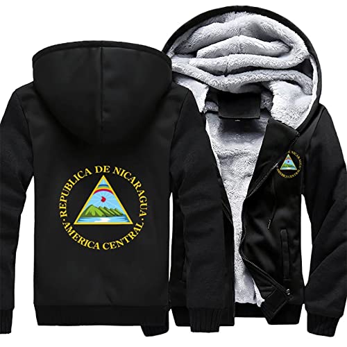 BAIKUTOUAN Nicaragua Flag Men's Hoodies Full Zip Hooded Sweatshirt Warm Thick Coats Jackets L3