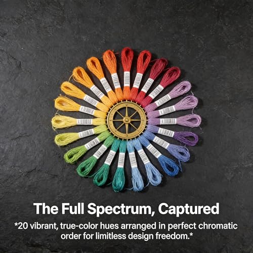 Image of Embroidery Thread & Floss, 20-Color Set 8 Meters /Skein (160M Total), 6-Strand for Friendship Bracelets, Cross Stitch & DIY Supplies-Rainbow Color