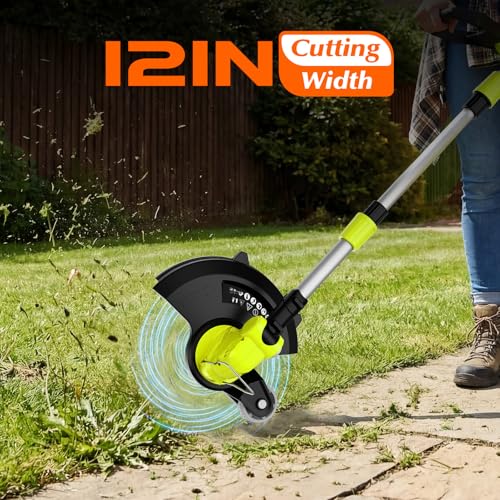 Image of 20V Electric Weed Wacker Cordless Edger Lawn Tool 2 X 2.0Ah Battery Powered Weed Eater with Charger, 12 Inch Lightweight String Trimmer, Auto Line Feed Grass Cutter Lawn Mower for Small Yard Garden