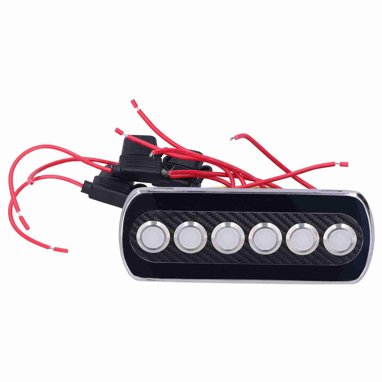 Dioche Panel de Palanca Botón Pulsador de Panel de Interruptor de Fibra de Carbono de 12 V 20 A con Retroiluminación LED para Yates y Vehículos Recreativos - Interruptor Basculante de Circuito IP66