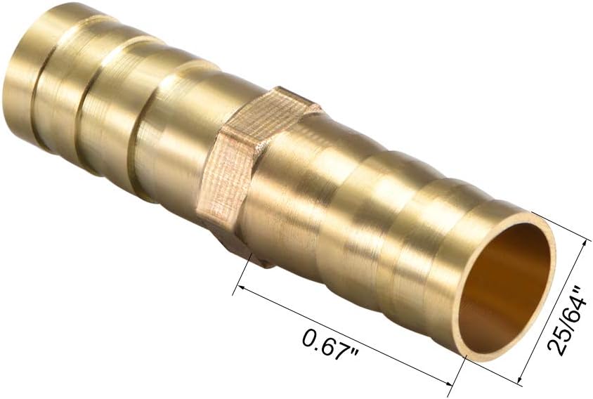 uxcell 39x10mm or 3/8" ID Brass Barb Splicer Fitting,Straight Barb Hose Fitting Air Gas Water Fuel,2pcs