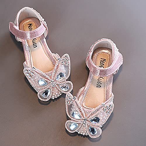 Girls Butterfly Sandals, Closed Toe Cute Princess Flats, Sparkly Summer Dress Shoes, Glitter Rhinestone Sandals3