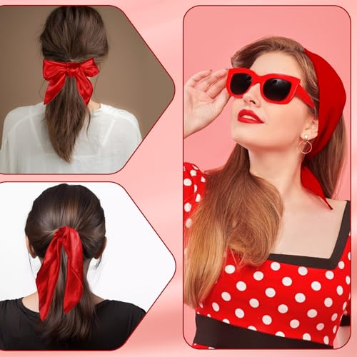 Women Silk Feeling Scarf 23.5 Inch Square Satin Silk Feeling Neck Scarf Fashion Head Scarves for Halloween Costume Accessory Handbag Accessories3