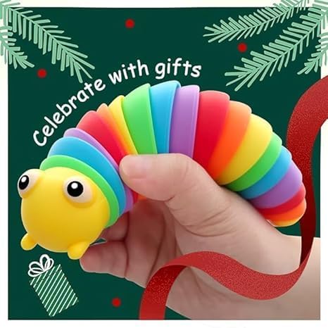SWIREUK Small Slug Fidget Toys with Flashing Lights, Baby Toy, Sensory for Kids, Clicks Sound Making Flexible Stretchable Joints Slug Light Toy Joints, Autism, Slugs (Pack of 1 ;Random Color) 3