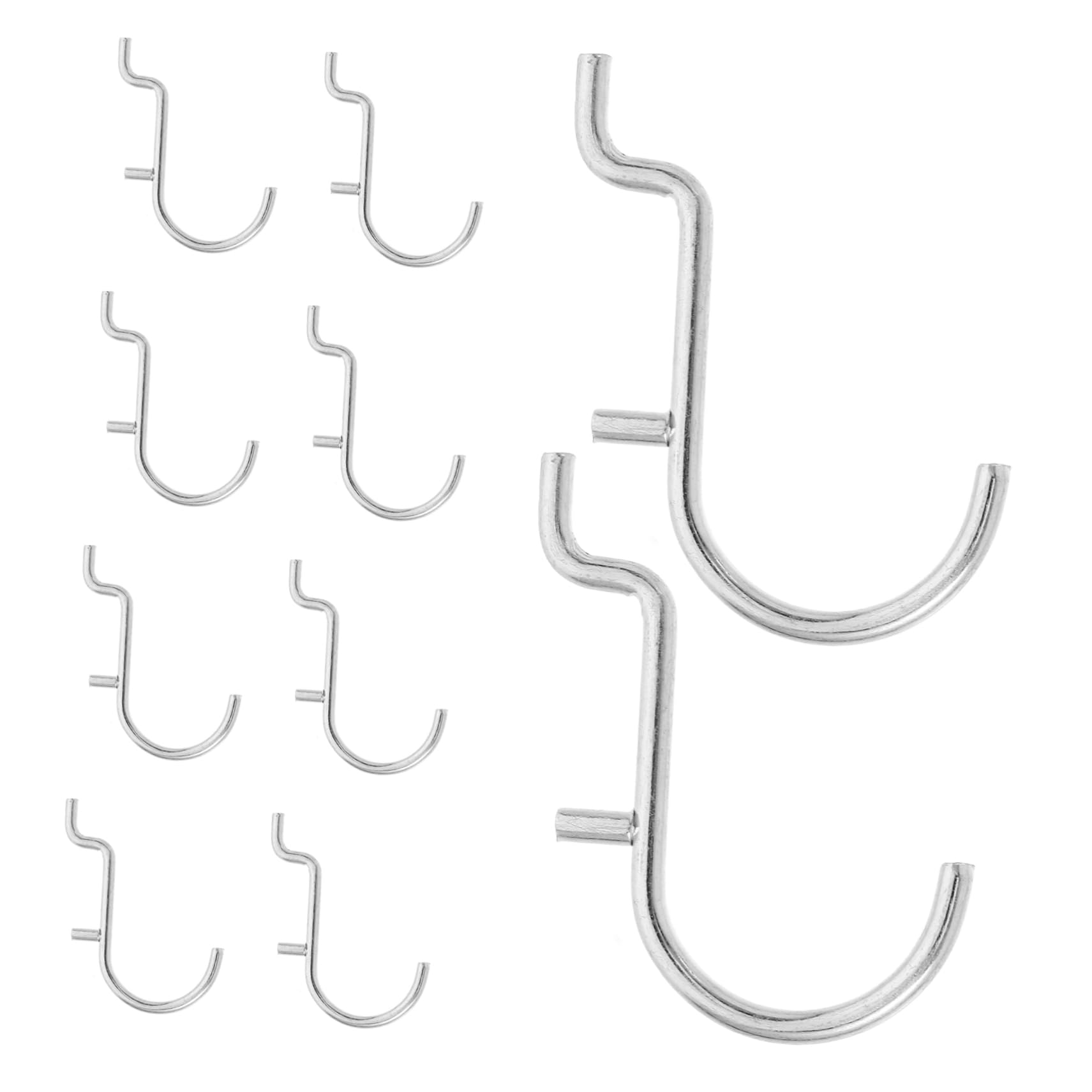 Angoily Versatile Metal Pegboard Hooks Set 10pcs Stainless Hooks for Pegboard Garage Workshop Kitchen