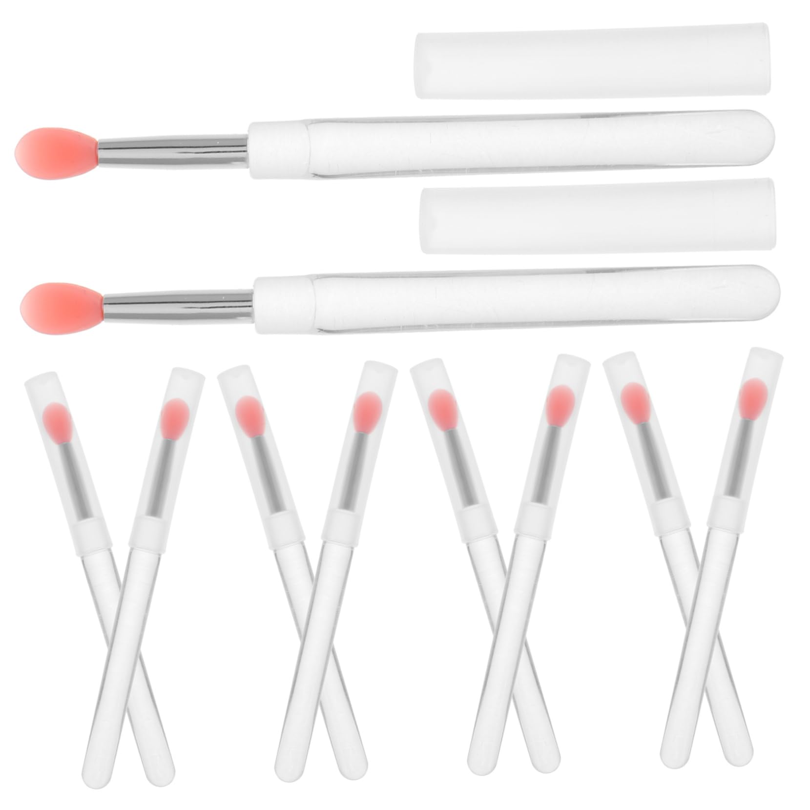 Gogogmee 10pcs Mini Silicone Lip Brush Set Travel Friendly Lipstick Applicator with Cover Easy to Clean Reusable Swabs for and Eyeshadow Blending