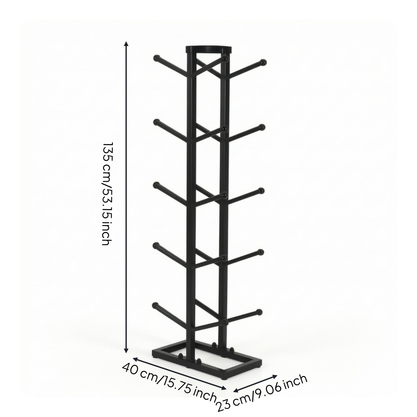 Yajuyi Estante para Balones Organizador de Pelotas Soporte Almacenamiento Exhibidor Estructura de Cinco Niveles Hierro Tubular Base Estable Ahorro de Espacio