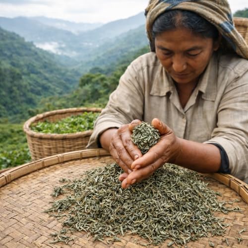 Image of Sancha Tea Boutique, Super White Tea, 25g Silver Needle White Tea Buds, Rare Loose Leaf White Tea from Darjeeling, Himalayan Harvest