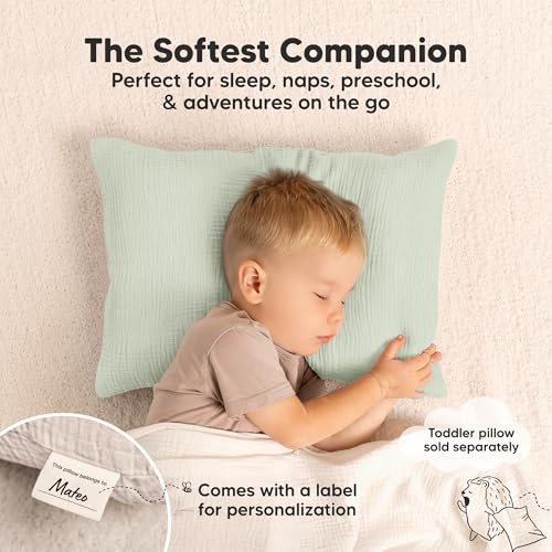 Image of KeaBabies Cotton Muslin Toddler Pillowcase 13x18 Only, 2-Pack (Sage)