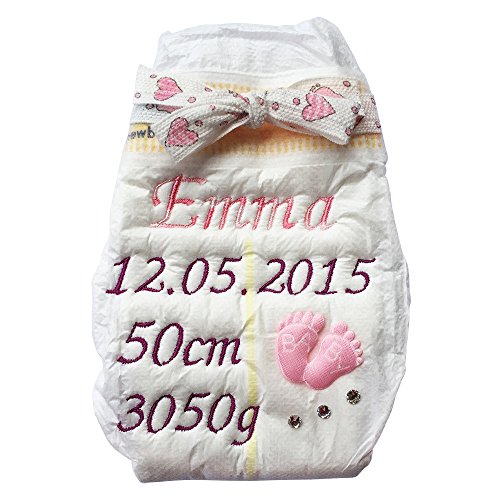 Tanjo Windel bestickt individuell personalisierbar I Paten Windel, bestickte Windel Paten, Bestickte Windel Mädchen, Windel Name, Baby Geschenke zur Geburt Mädchen, Geschenk Geburt Mädchen