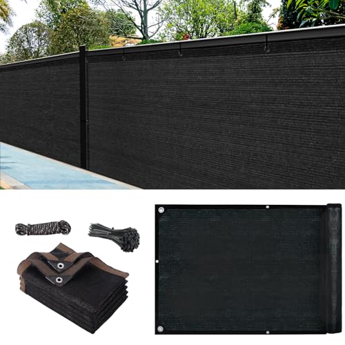 SuQurtom Garden Privacy Netting 2m x 10m - 90% Blocking Privacy Fence Screening UV-Resistant Tear-Resistant Shade Net with Ropes and Ties for Outdoor Balcony Garden Pool (Black)