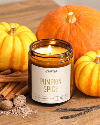 Image of AOOVOO Pumpkin Spice Candles - 9 oz Scented Candles, Aromatherapy Candle, Soy Candle for Home Scented
