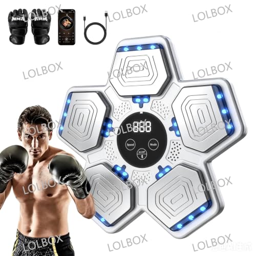 Image of 2026 Music Boxing Machine for Adults and Kids, Smart Bluetooth Boxing Training Equipment with Gloves Wall Mounted, Workout Punching Machine for Home,Office and Gym