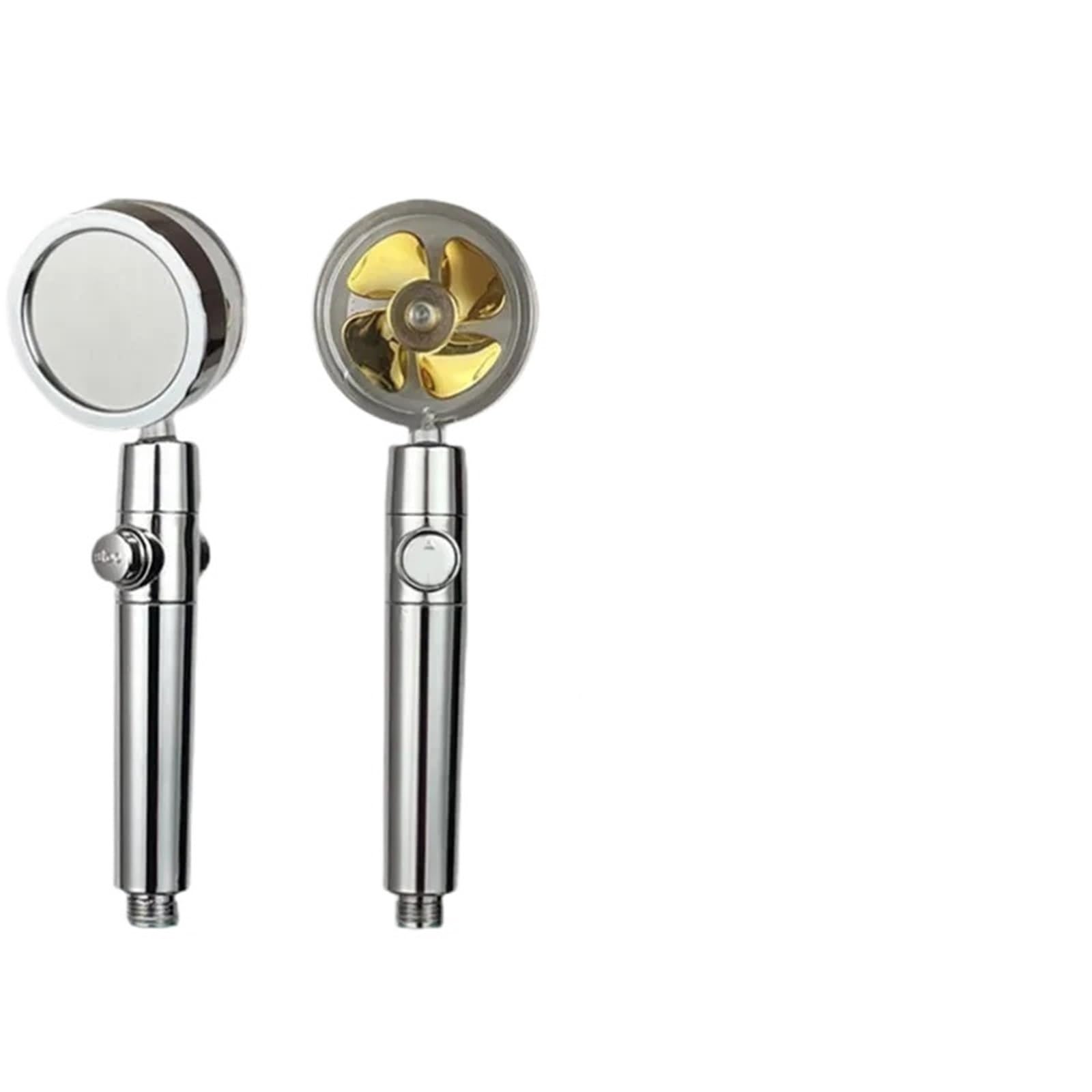 Mqfbnnp Classic-Gold Shower Head Shower Head High Pressure Twin Turbocharged Handheld Turbo Fan Propeller One-Key Stop Massage Showerhead(Classic-Gold)
