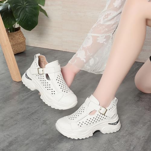 Women's Chunky Platform Orthopedic Wedge Walking Shoes Breathable Hollow Adjustable Buckle Casual Non-Slip Running Shoes with Arch Support2