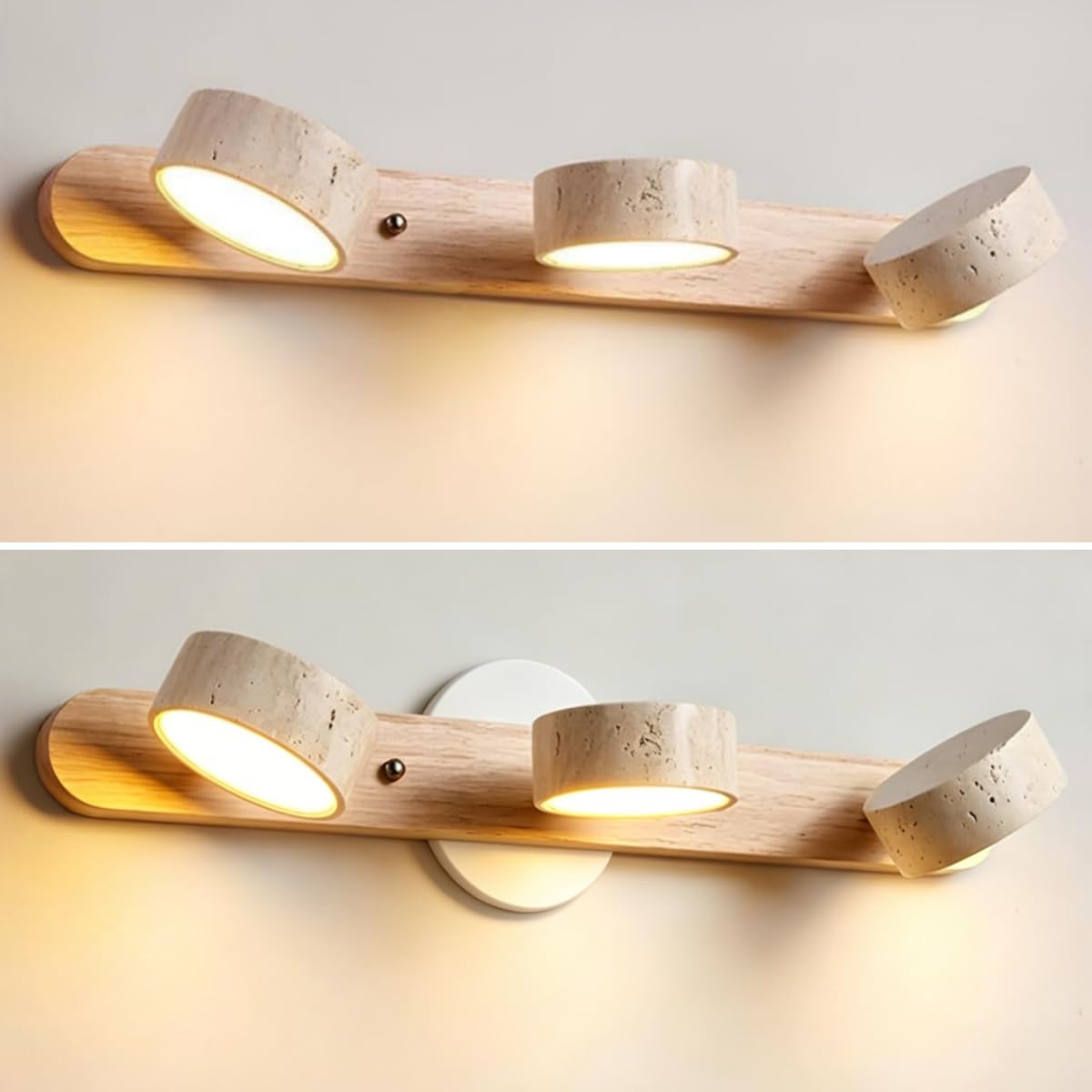 LIFENICEST Farmhouse Wood Vanity Light Fixture Nordic Style Stone