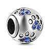 Breloque en argent sterling 925 avec empreinte de patte de chien - Perle pour bracelets Pandora bleu #1