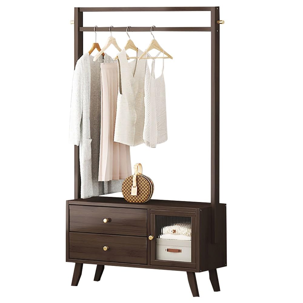 Porte-manteau avec étagère en bois pour résoudre le désordre des vestes dans l'entrée