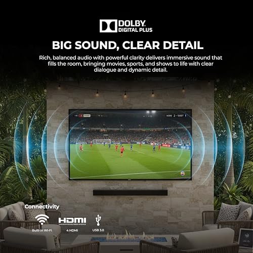 Image of Titan S100 QLED 55 Inch Outdoor TV, Covered Patio, IP65 Smart Weatherproof TV, 4K HDR, 60 Hz, Tizen AI OS, 800 Nits, Wi-Fi 5, HDR10+, Outdoor TV Cover, Slim Bezel, 2 Yr Wty