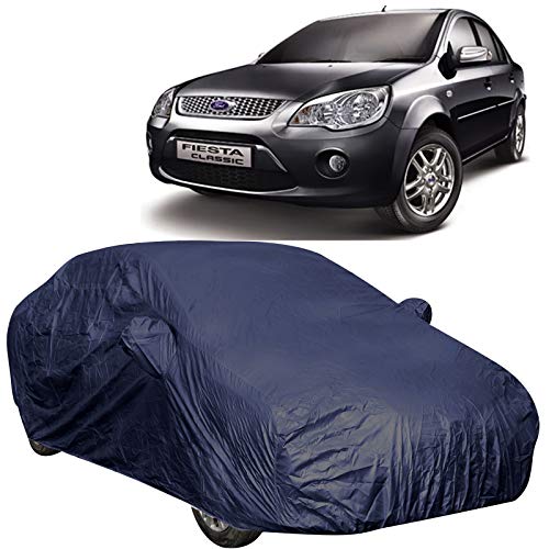 Image of 190 Taffeta Water Resistant Car Body Cover Compatible with Ford Fiesta Old Model with Mirror Pockets (Navy Blue)