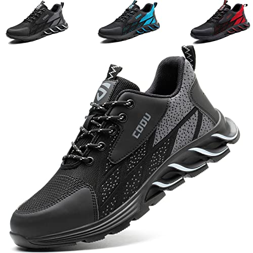COOU Chaussures de Sécurité Antidérapante Basket de Securite Basse Confortable Chaussures de Travail avec Embout de Protection en Acier 8082/Black 45 Cover