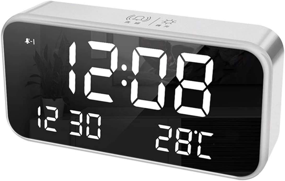 Sveglia digitale a LED con snooze, facile da impostare, per orologio compatto per camere da letto, comodino, scrivania (colore: rosa) (bianco)