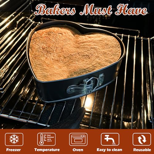 webake Heart Shaped Cake Tin with Loose Base 9 Inch 23cm Heart Springform Cake Tins Carbon Steel Cheesecake Tin Baking Pan - Image 3