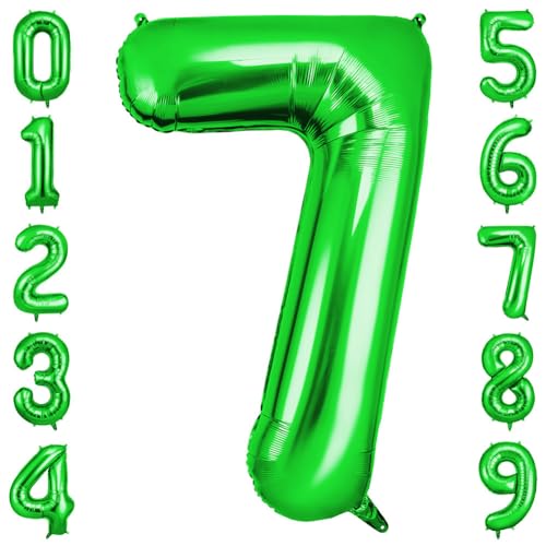 OFFCUP Ballon Chiffre 7 Vert | Anniversaire 101cm | Numéro de Ballon | Décoratif D'hélium | Decoration Fête Vacances Ans
