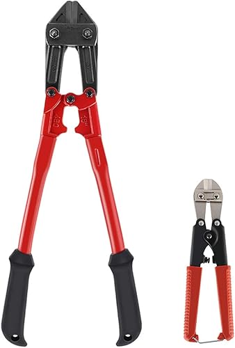 MAXPOWER Juego de 2 cortadores de pernos, cortador de pernos resistente de 18 pulgadas, mini cortador de pernos de 8 pulgadas, hoja de acero cromado