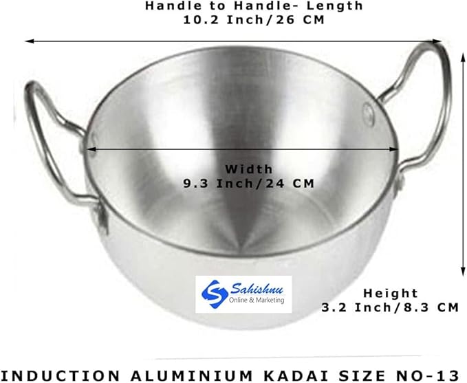 Sahishnu Wok de Aluminio para Freír, 33 cm, Plateado miniatura 2