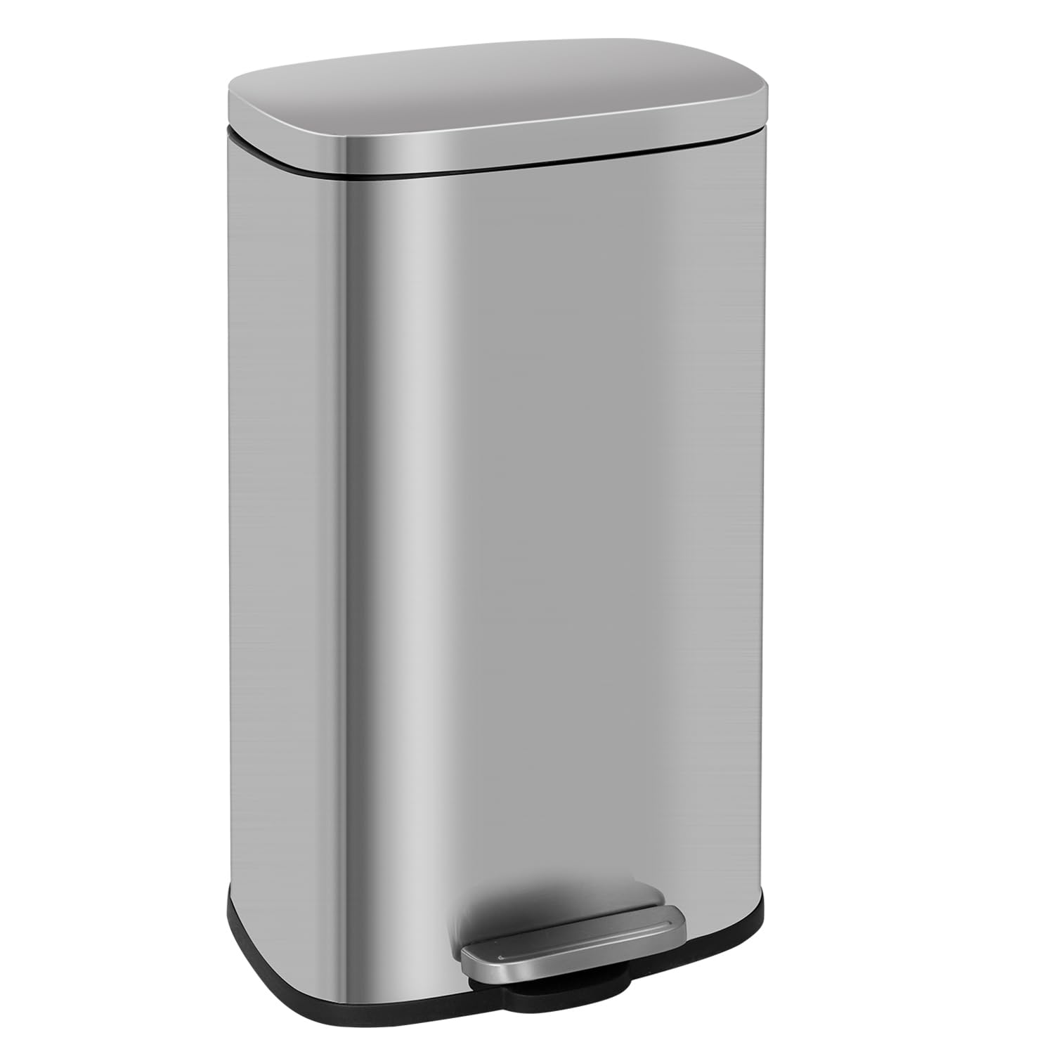 Kitchen Trash Can with Lid Step Trash Bin Fingerprint-Proof for Office Bedroom Bathroom Brushed Stainless Steel Garbage Can 8 Gallon/ 30L