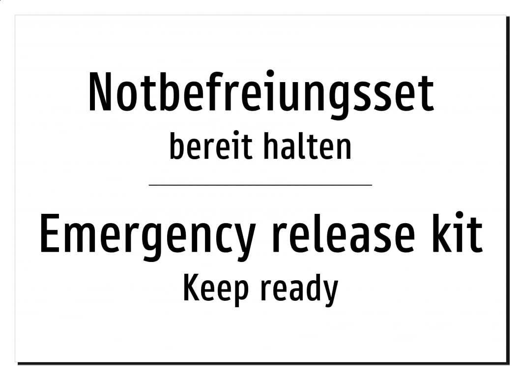 62750-DEEN-T-08 | Notbefreiungsset bereit halten Schild | Deutsch