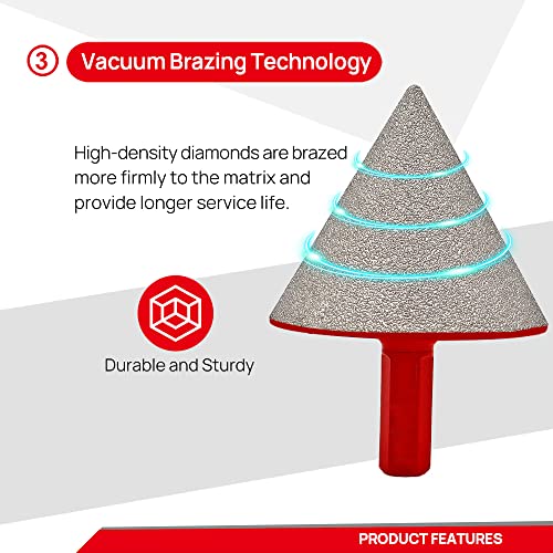 Dt-Diatool DT979150HEX Diamond Beveling Chamfer Bits - Diamond Countersink Drill Bit 2 Inch With Hex Shank For Enlarging Trimming Shaping Existing Holes Of Granite Marble Porcelain Tiles,Size Of 0 To 50Mm thumb #3